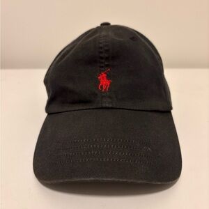 Polo by Ralph Lauren Black Baseball Cap with Red Pony Logo